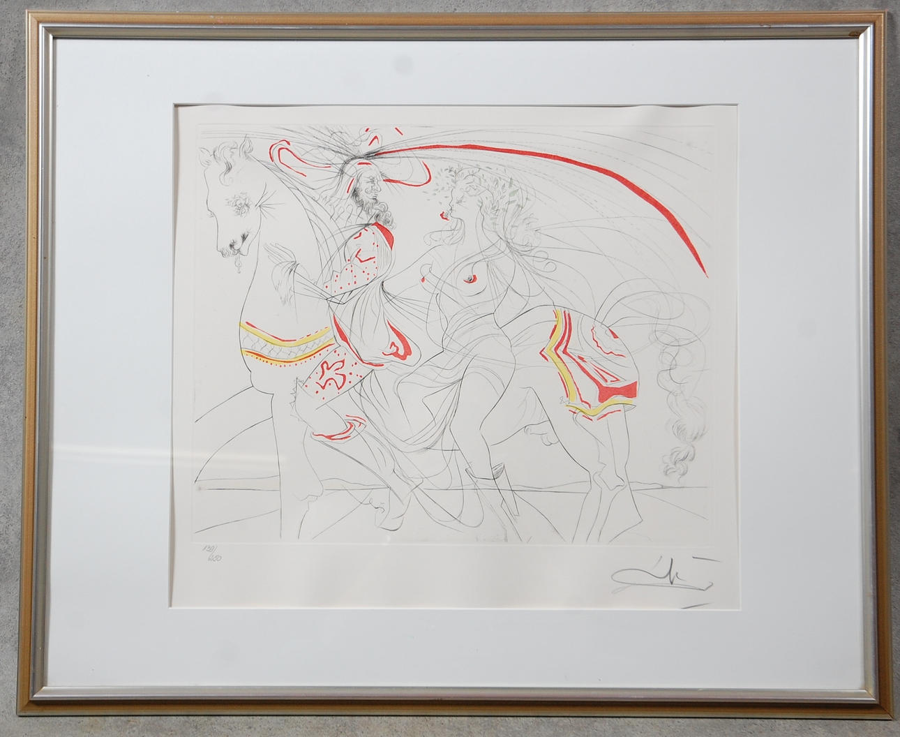 SALAVDOR DALÍ. 1904-1989, torrnålsgravyr, kolorerad " Diane de Poiteiers " signerad numrerad 139/250.