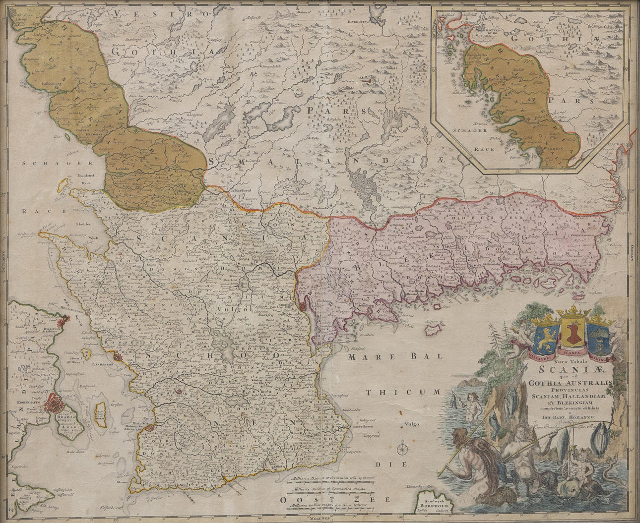 MAP, J B HOMAN, “Nova Tabula Scaniae quae est Gothia Australis ...
