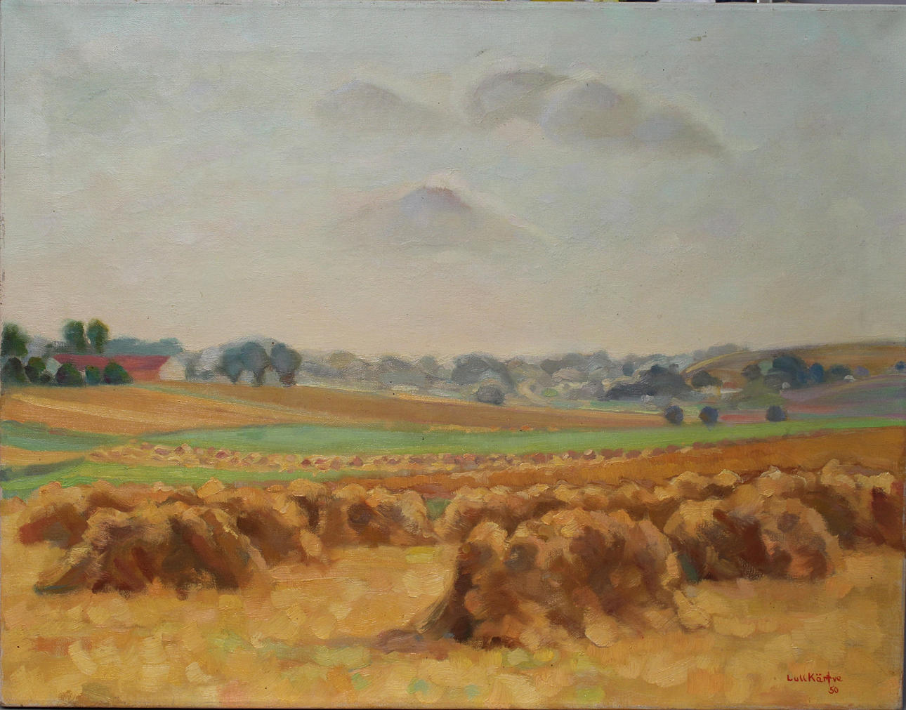 LULL KÄRFVE. Motiv från Österlen. Olja på duk Signerad och daterad -50.