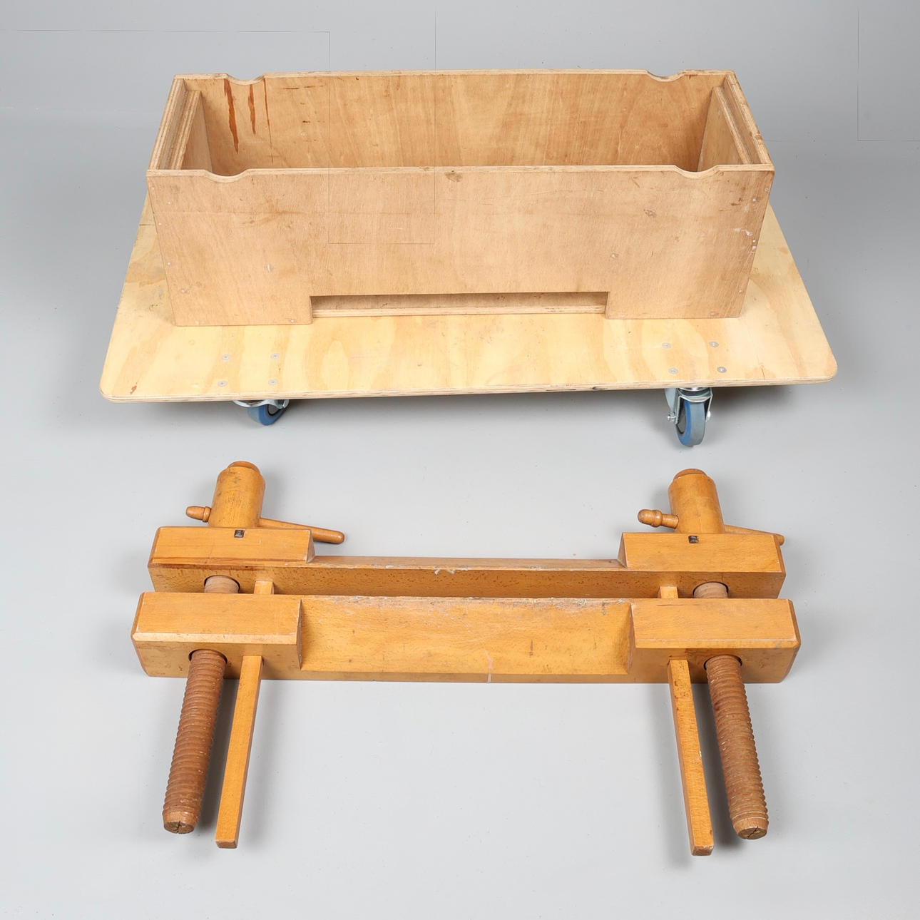 BOOKBINDING EQUIPMENT, A BEECH LAYING PRESS.