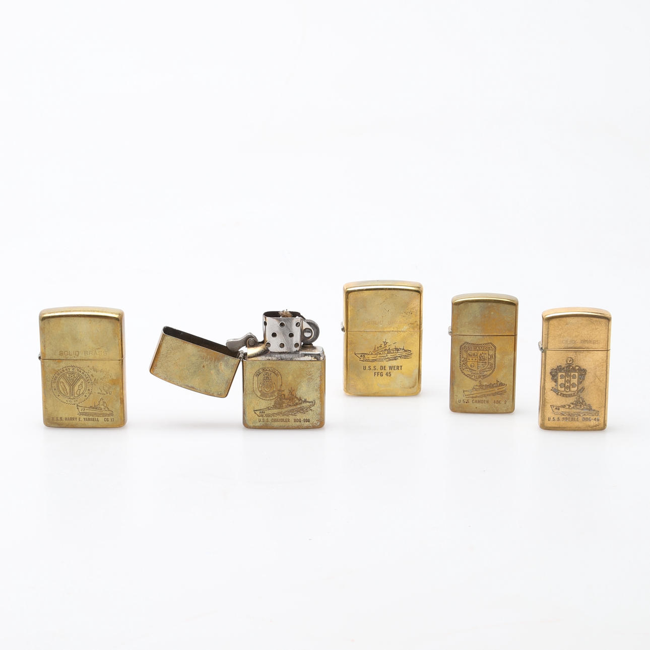 TÄNDARE, 5 st, mässing, Zippo, Amerikanska marinen.