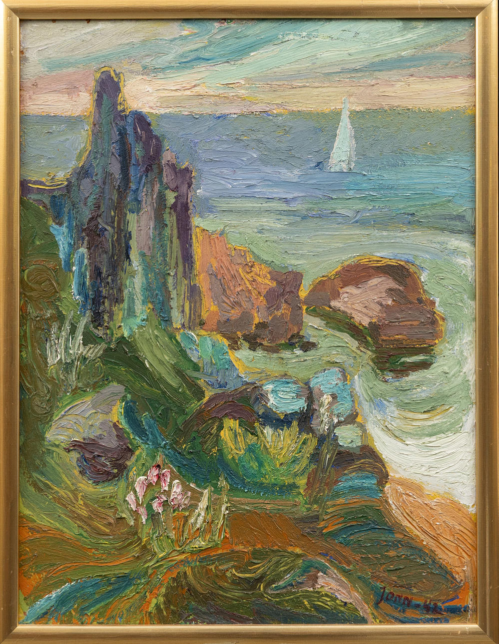 GUNNAR JONN. Coastal landscape, oil on canvas, signed. Art - Paintings ...