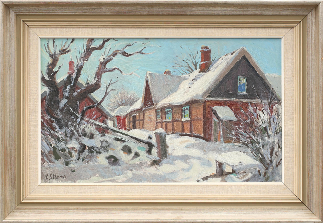 ESKIL SKANS. "Bondgård, Vitebro", olja på pannå signerad E Skans.