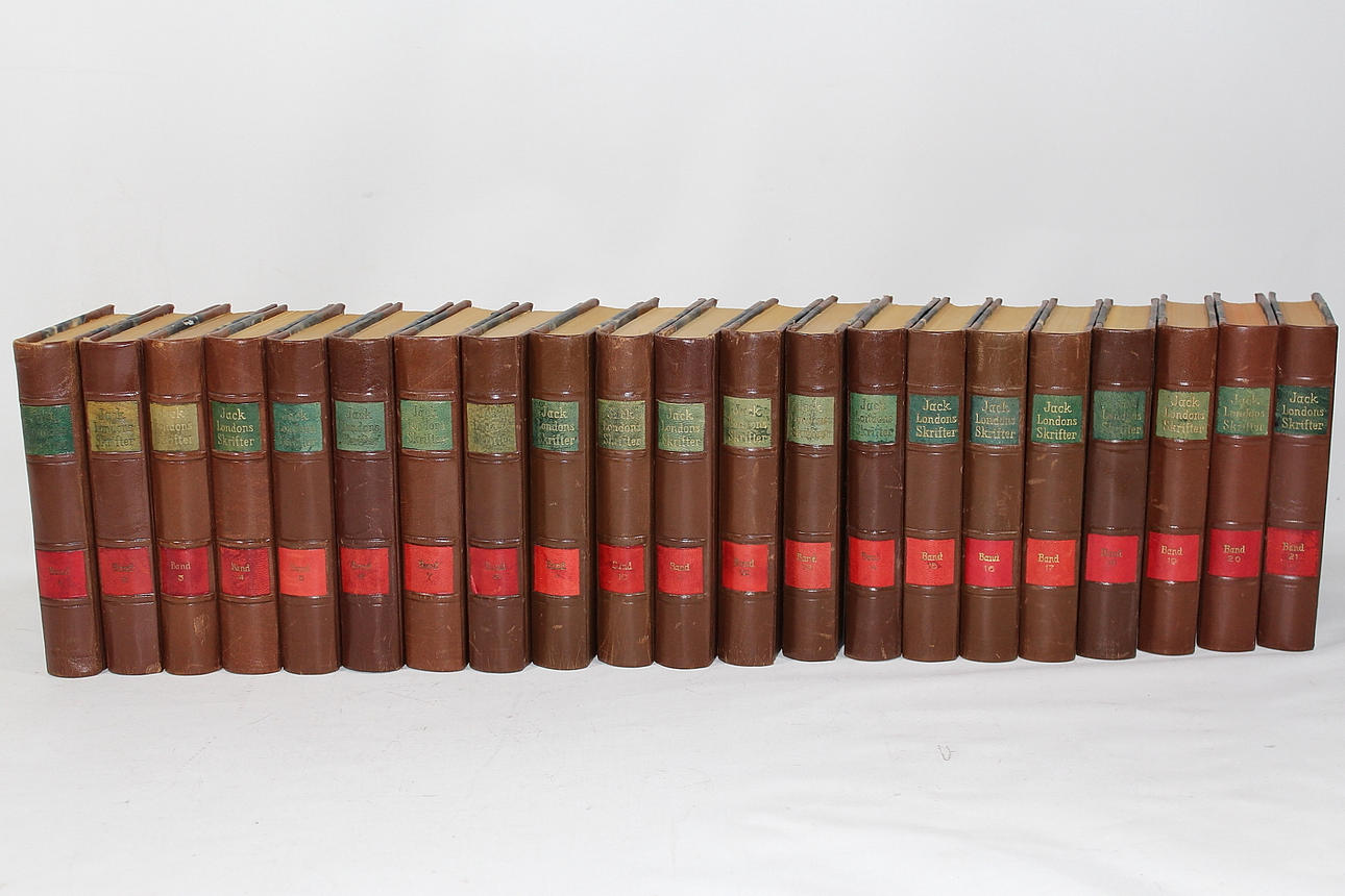BOKSAMLING, Jack Londons skrifter, 21 st (komplett) 1927.