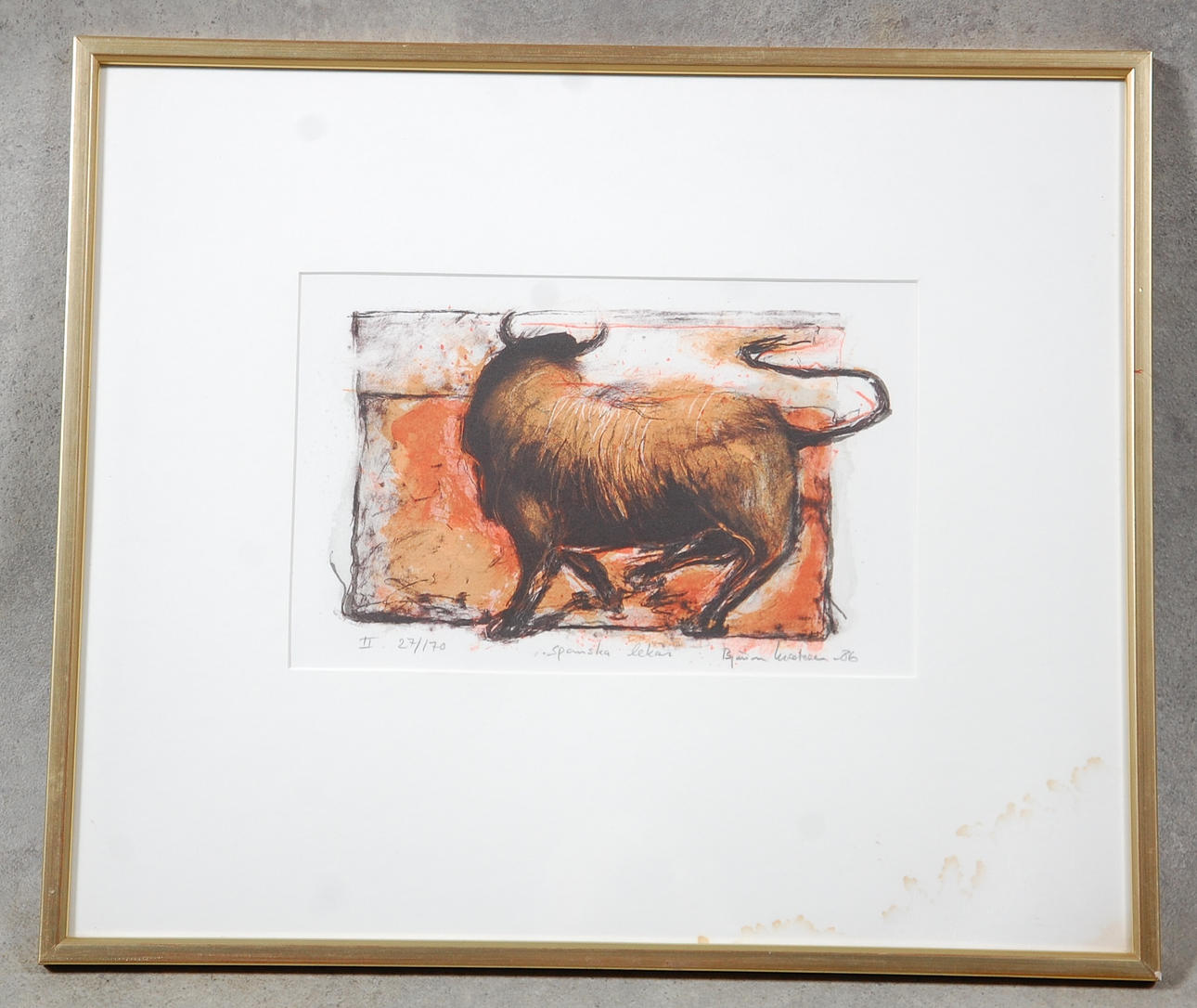 BJÖRN KRESTESEN. ( 1954 ) färglitografi, " Spanska Lekar " signerad numrerad 27/170.