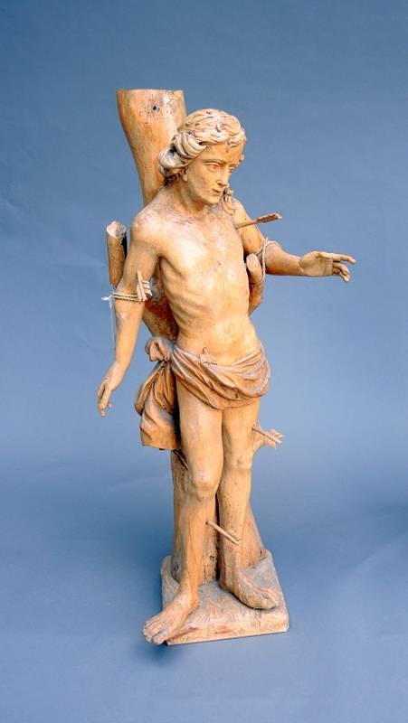 HOLZFIGUR, HL. SEBASTIAN.