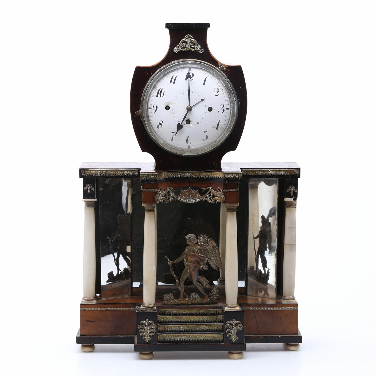 BORDSPENDYL, trä, brons, alabaster, Empire, 1800-talets första hälft.