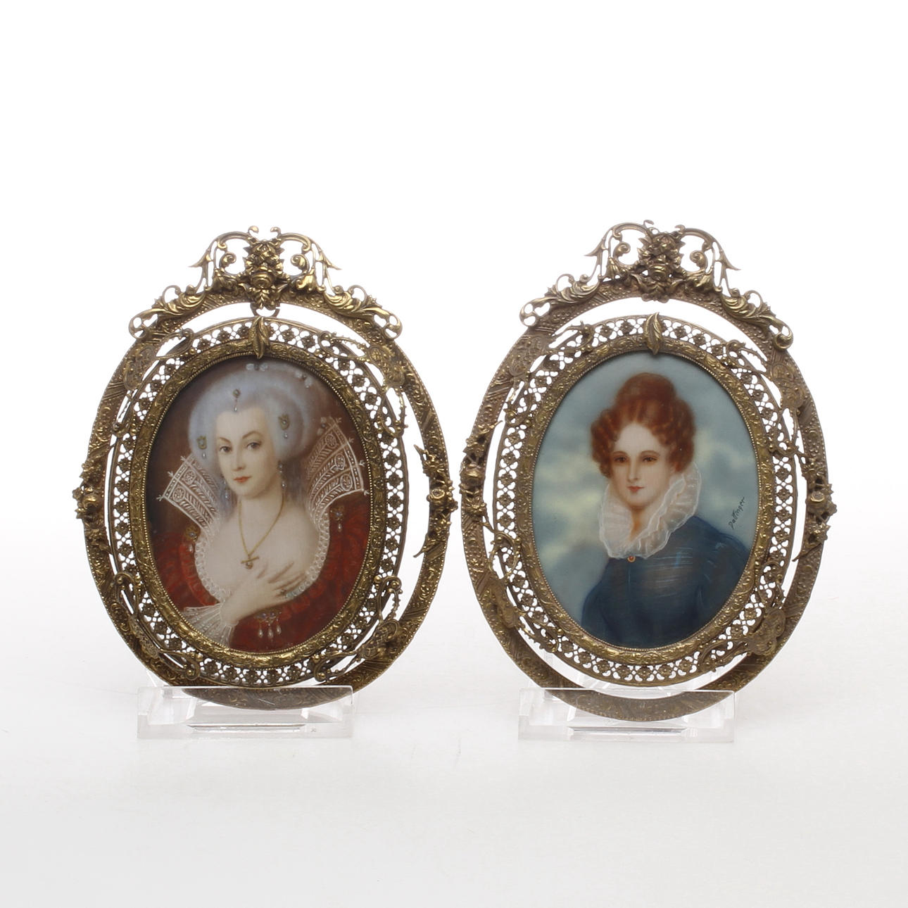 MINIATYRER, 2 st, porträtt, blandteknik, 1900-tal.