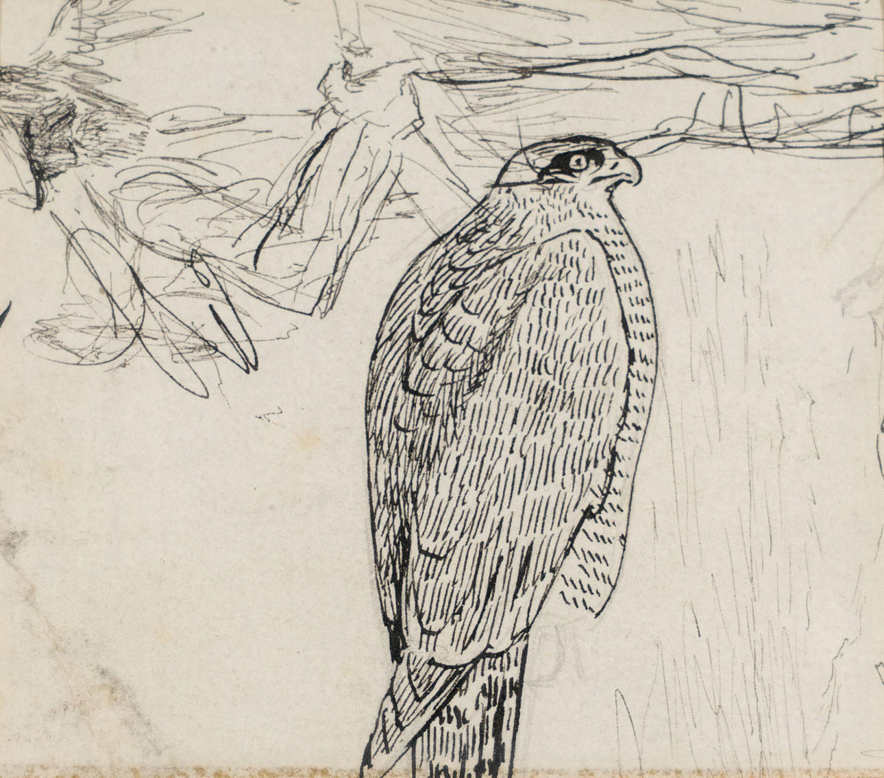 ATTRIBUTED TO BRUNO LILJEFORS. Marker drawing with bird motif/ Pencil ...