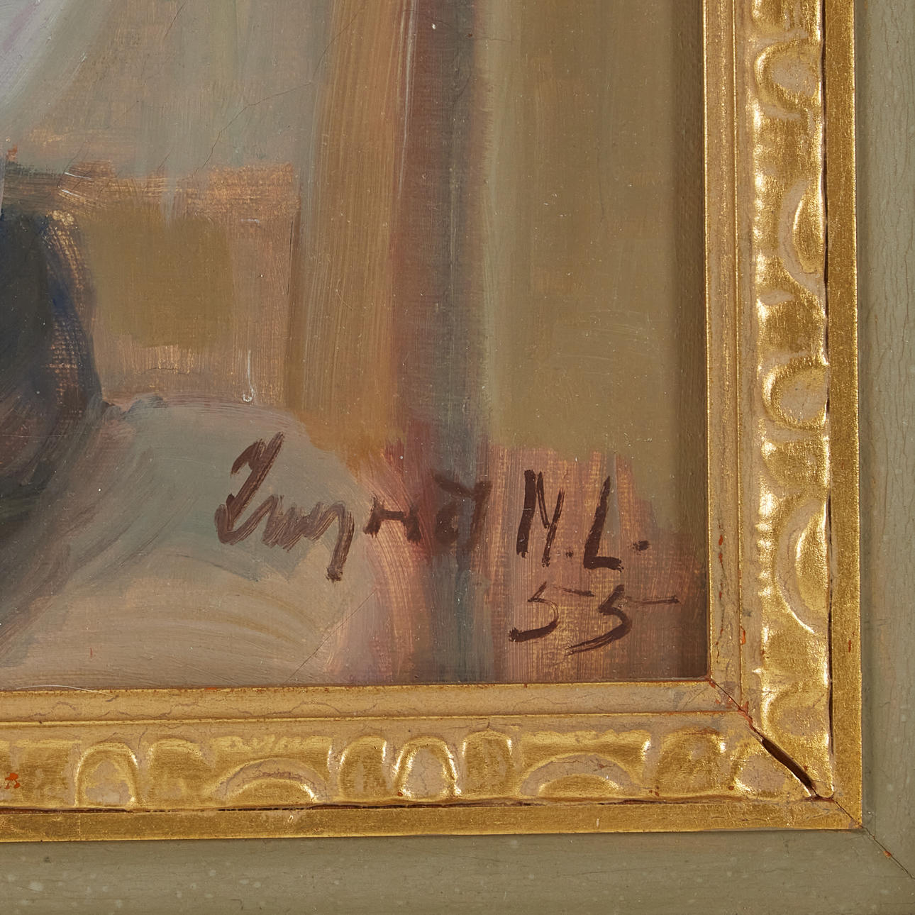 UNKNOWN ARTIST, oil on canvas, signed and dated -55. Art - Paintings ...