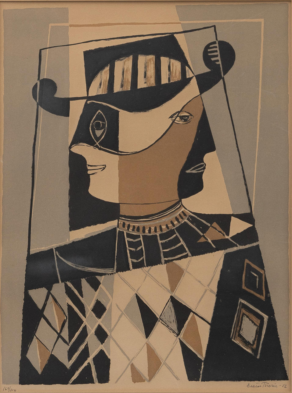ESAIAS THORÉN. Figure composition, lithograph no. 169/310, signed and dated -56.