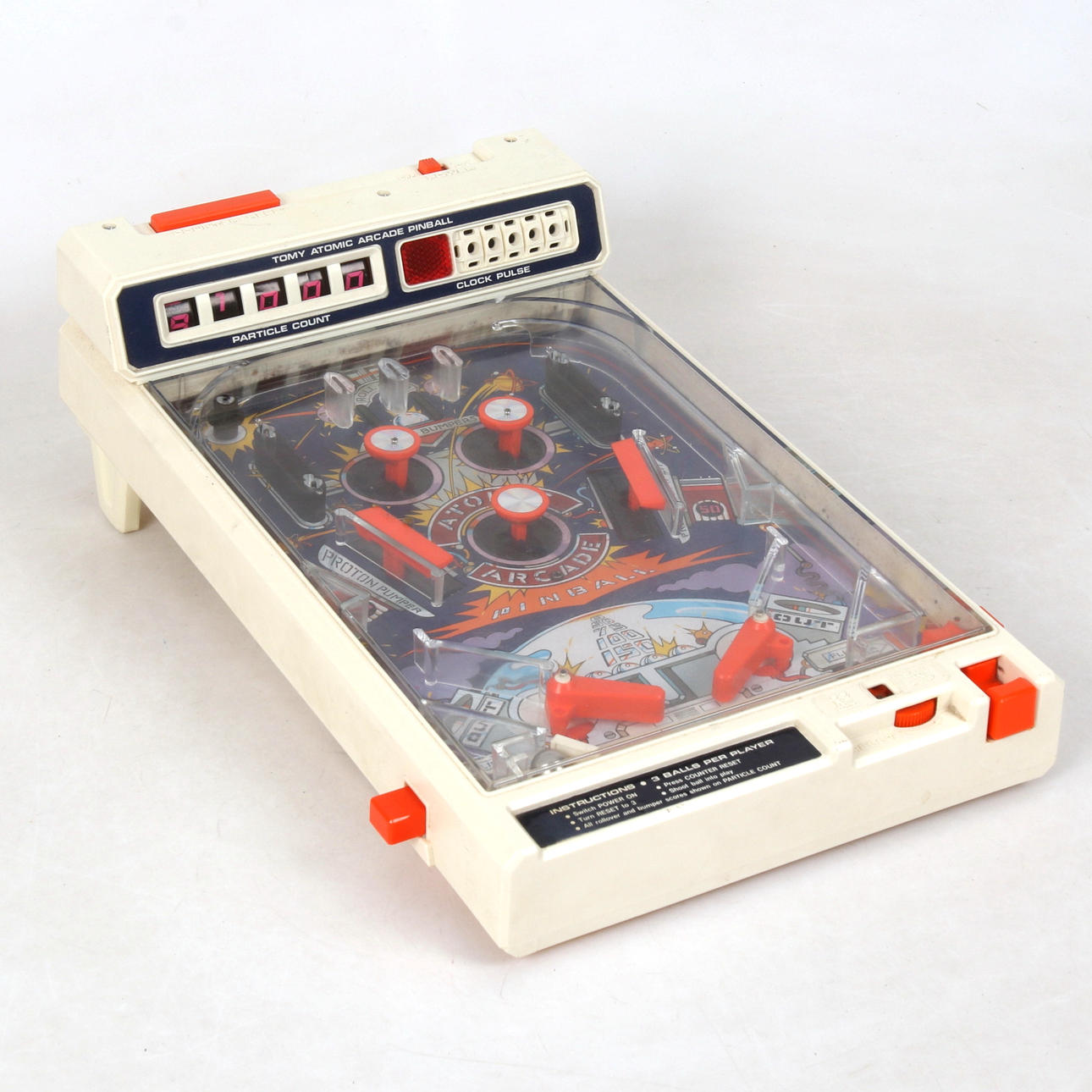 A plastic pinball machine, Tomy Atomic Arcade Pinball, 20th