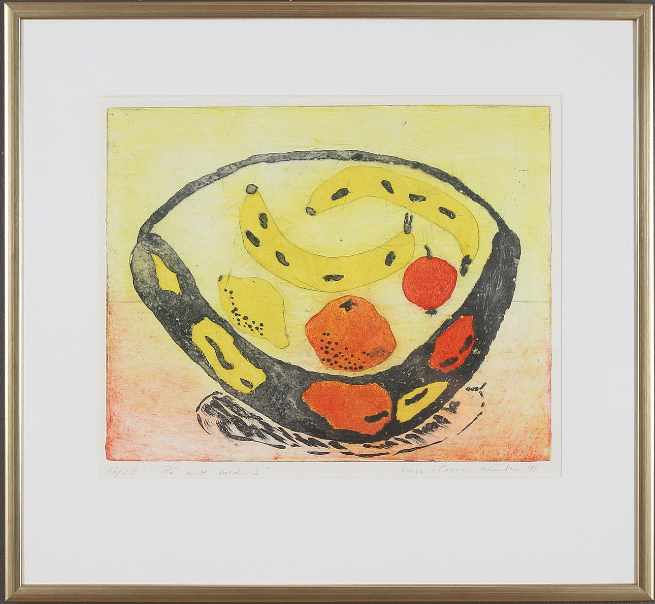 ULLA-CARIN WINTER. "På mitt bord 1", etsning, signerad, numrerad 12/25 och daterad -91.