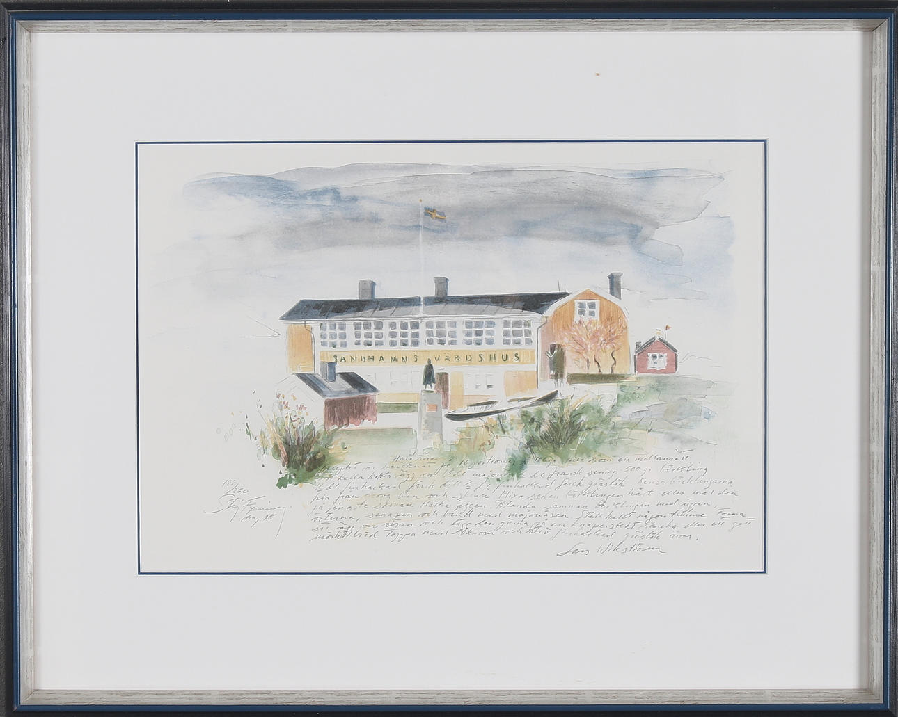 STIG FYRING. "Sandhamns Världshus", litografi, signerad, numrerad och daterad -98.