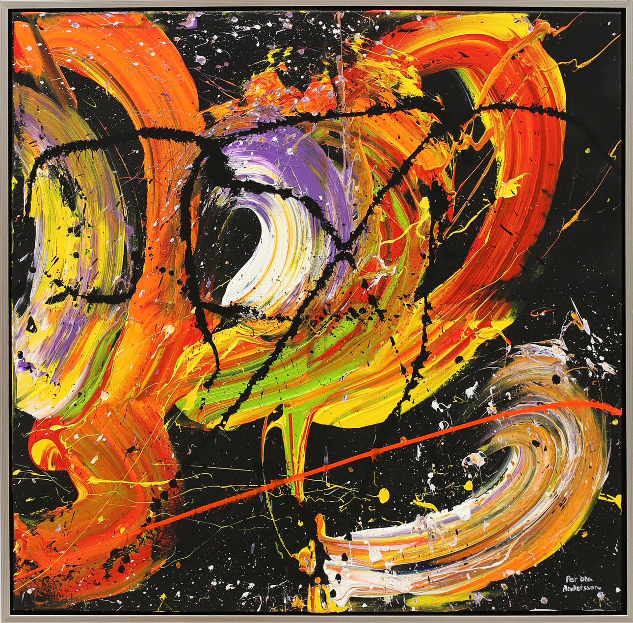 PER-OLA ANDERSSON. Komposition, olja på duk, signerad.