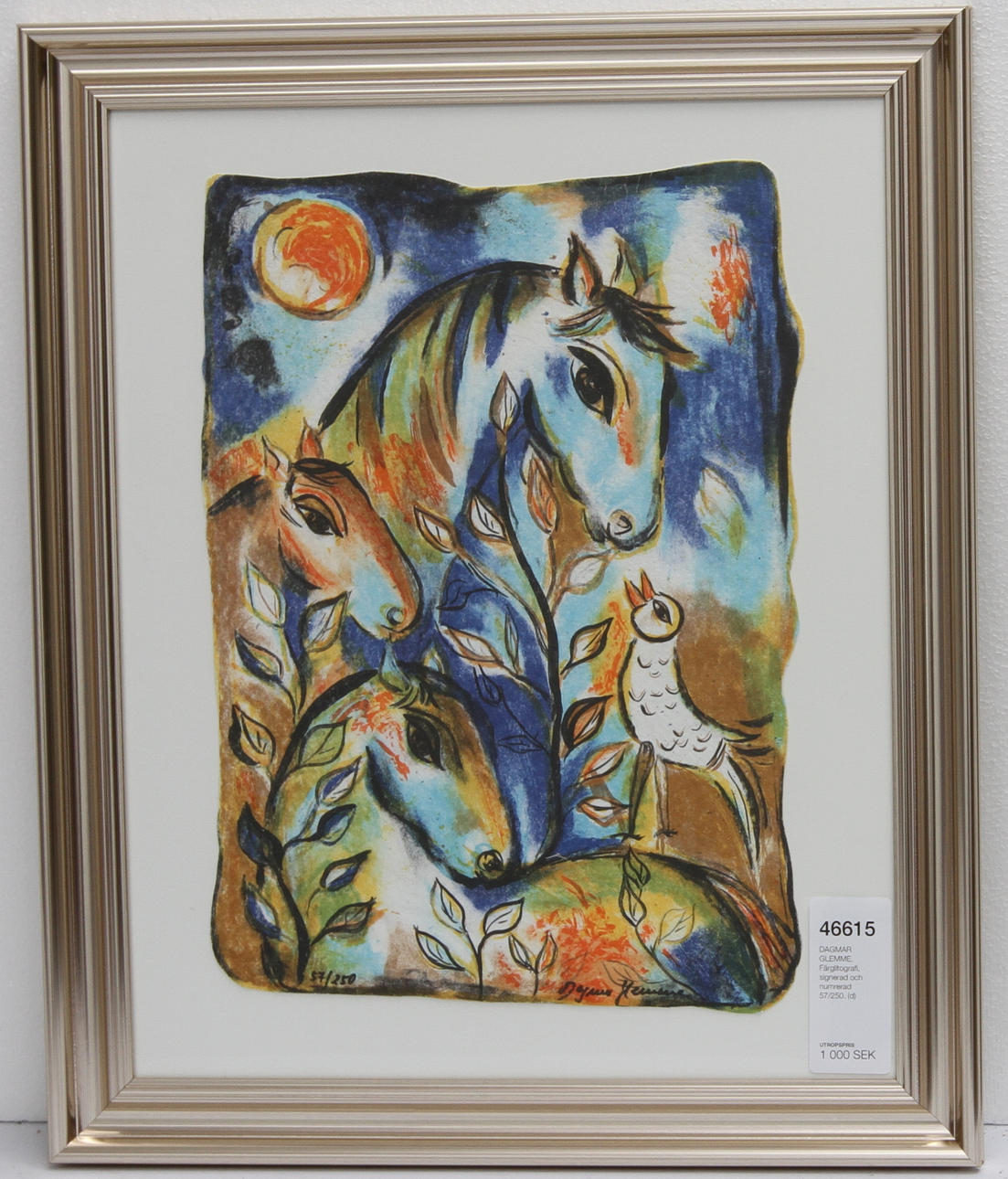 DAGMAR GLEMME. Färglitografi, signerad och numrerad 57/250.