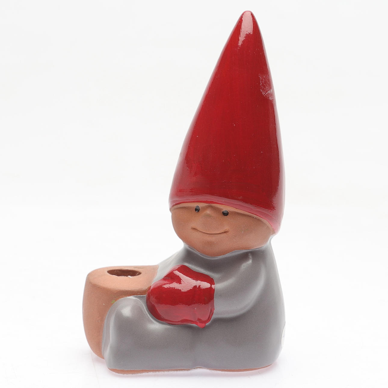 LISA LARSON. Figurine/candlestick, ceramic, Santa boy, label marked.