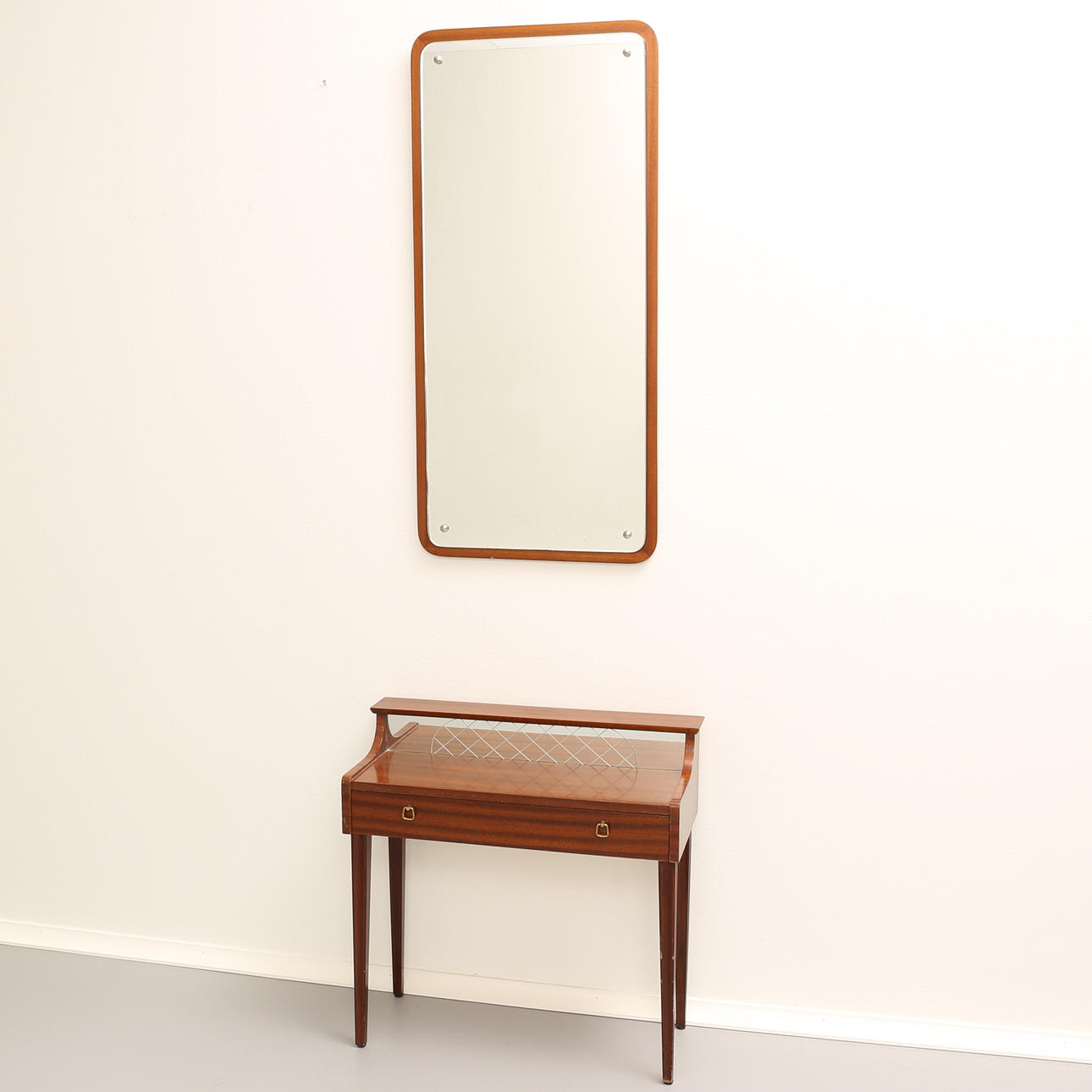 HALL DESK, HALL MIRROR, mahogany.