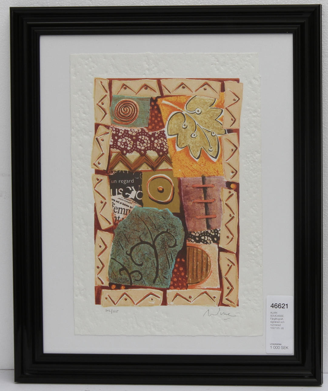 ALAIN SOUCASSE. Färglitografi, signerad och numrerad 102/125.