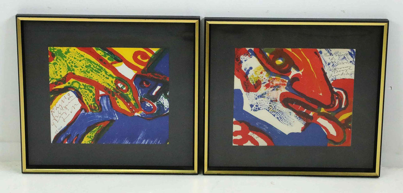 BENGT LINDSRÖM. Lithography, 2 pieces, compositions, numbered and signed.