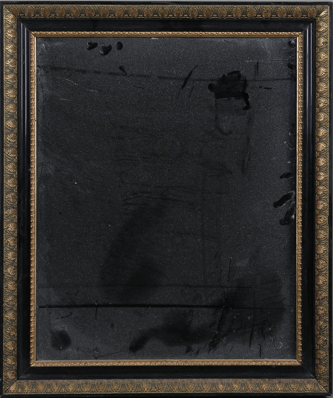 SPEGEL, svärtad, delvis förgylld ram, 1900-talets början.