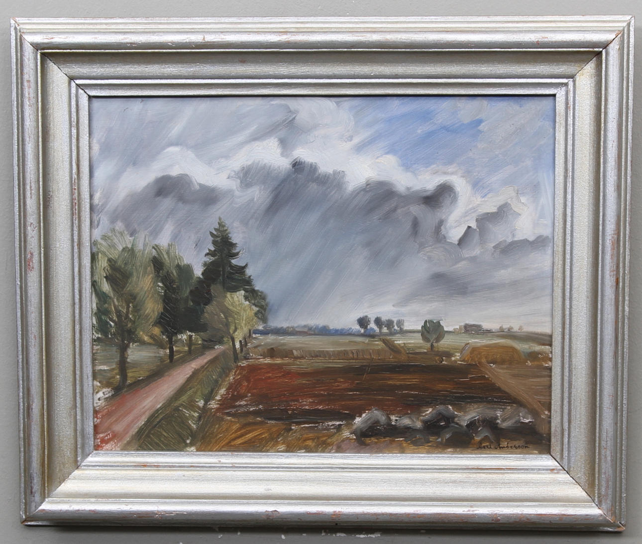 AXEL ANDERSSON, FILIP LILJESSON,C H FRANKLIN. Slättlandskap, Benidorm, Slättlandskap m. kyrka.