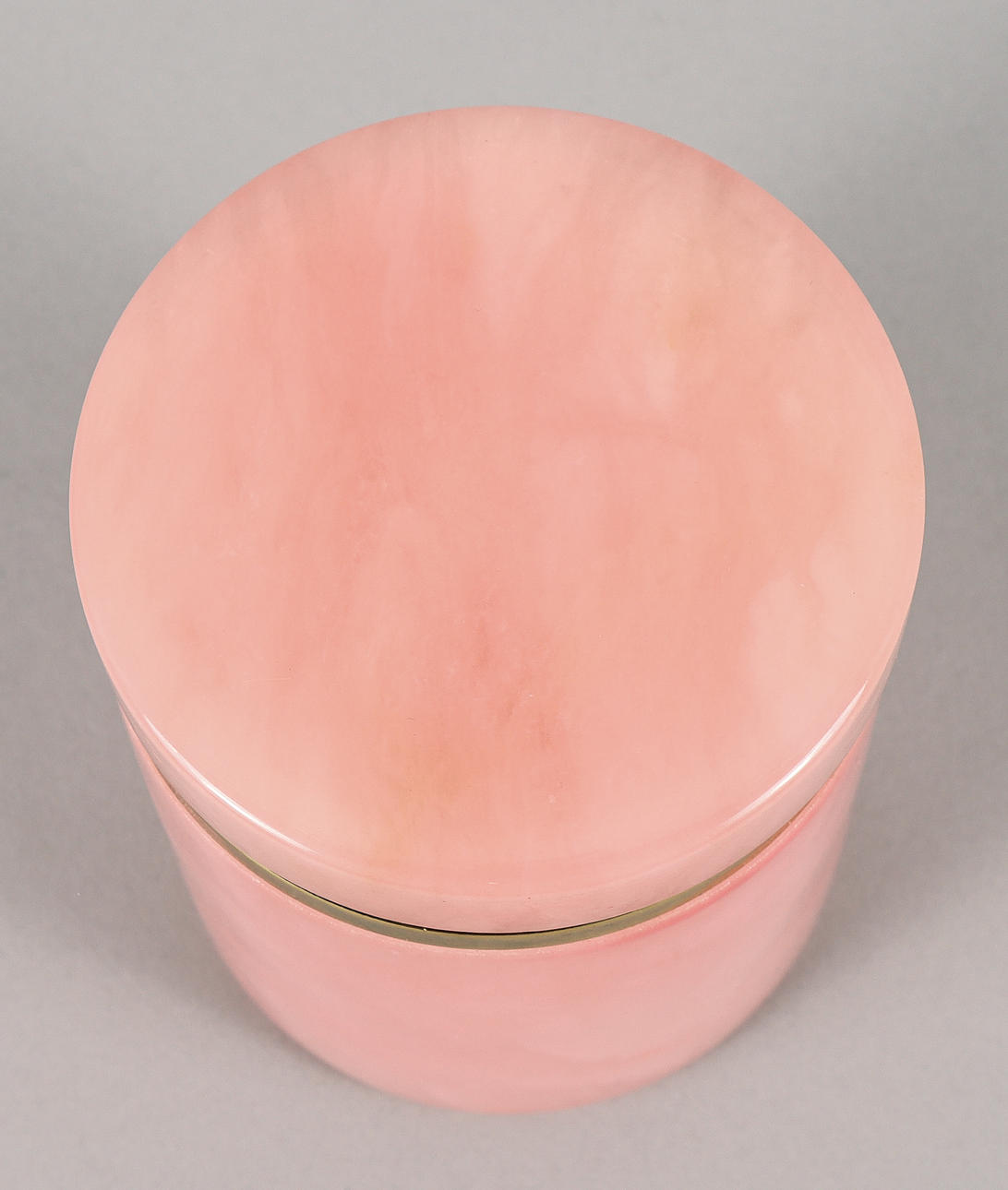 JAR WITH LID, opaline glass and yellow metal, Fratelli Ferro