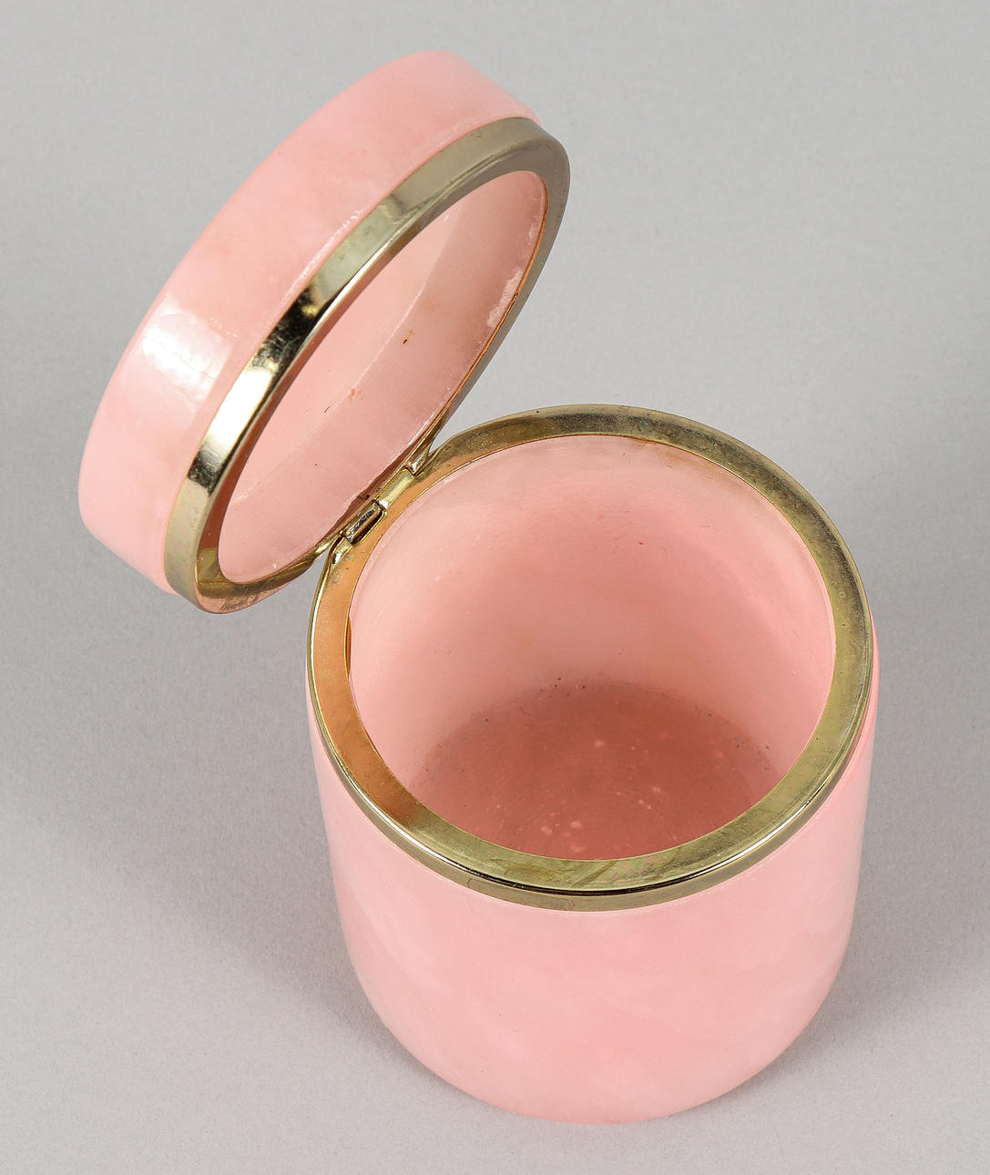MURANO OPALINE FERRO オパーリン ハンドペイント 宝石箱 JAR WITH LID, opaline glass and yellow metal, Fratelli Ferro