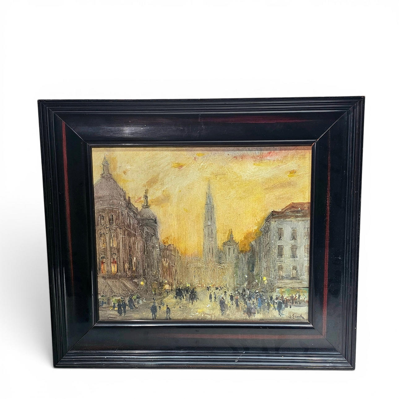 J. Frank. City view. Oil on panel.