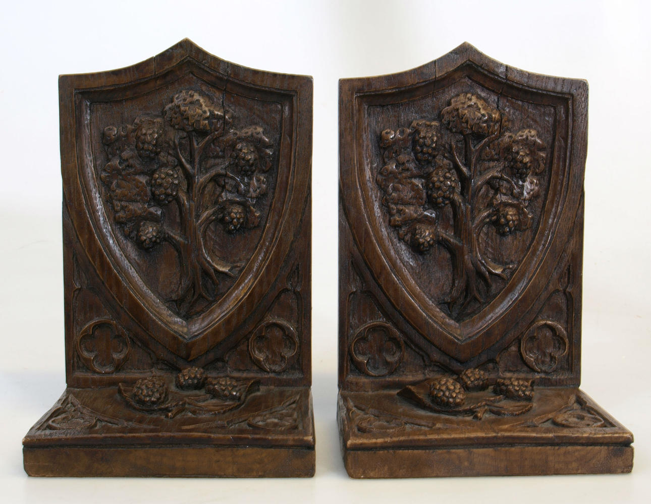 BOKSTÖD, trä, 2 stycken, Mulberry, 1900-2000-tal.