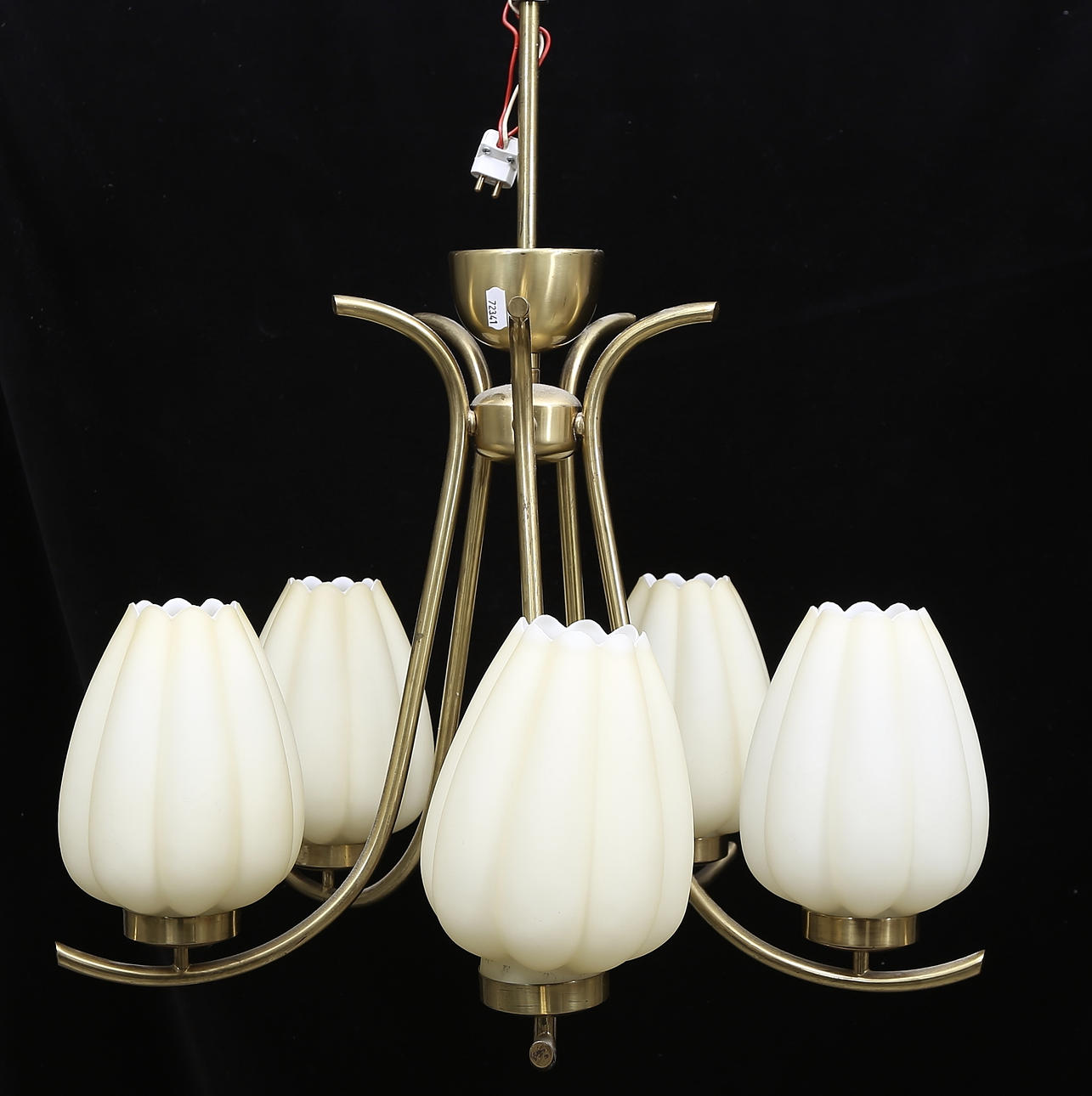 TAKLAMPA med KUPOR, mässing, 1900-talets mitt.