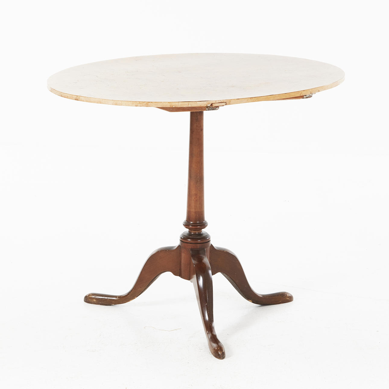 A 19th century folding table, sheet of alrot, turned foot. Furniture ...