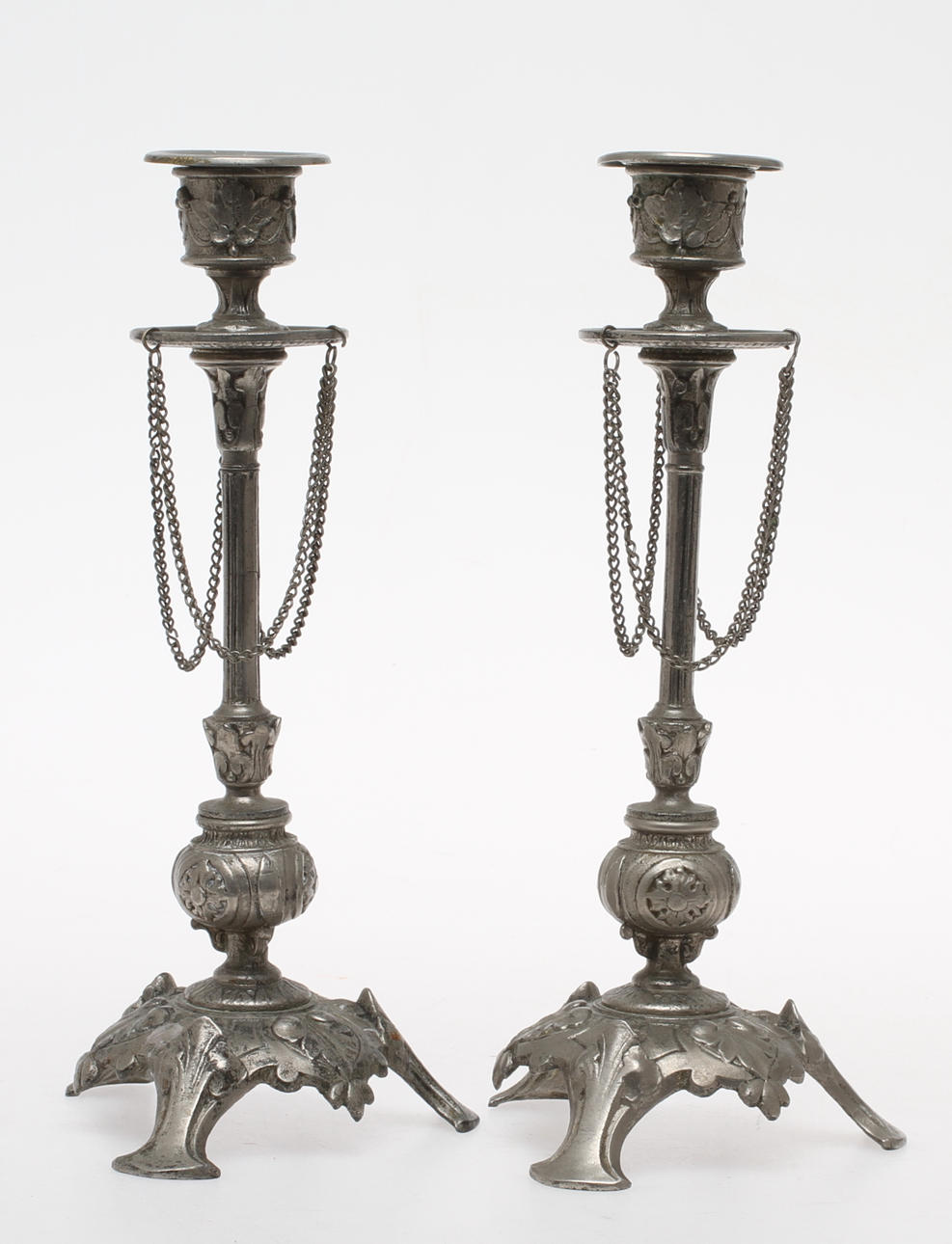 LJUSSTAKAR, 1 par, metall, 1800-talets slut.