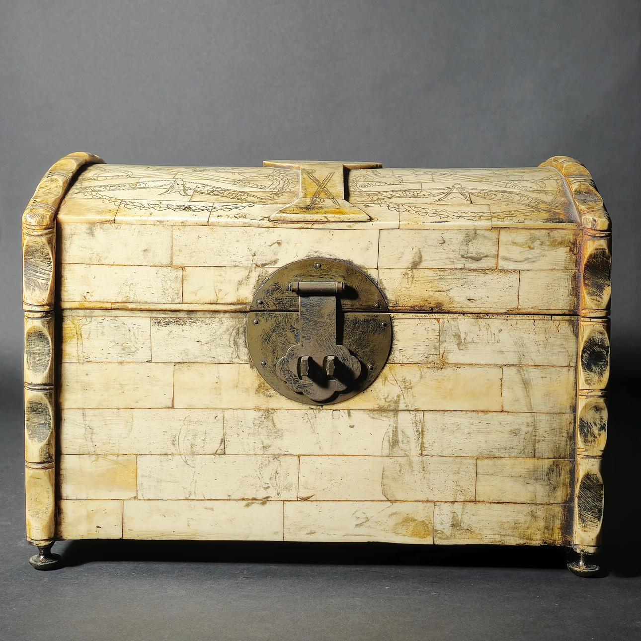 ENGRAVED BONE CHEST WITH METAL LOCK AND KEY. Swedish Folk Art - Bowls ...