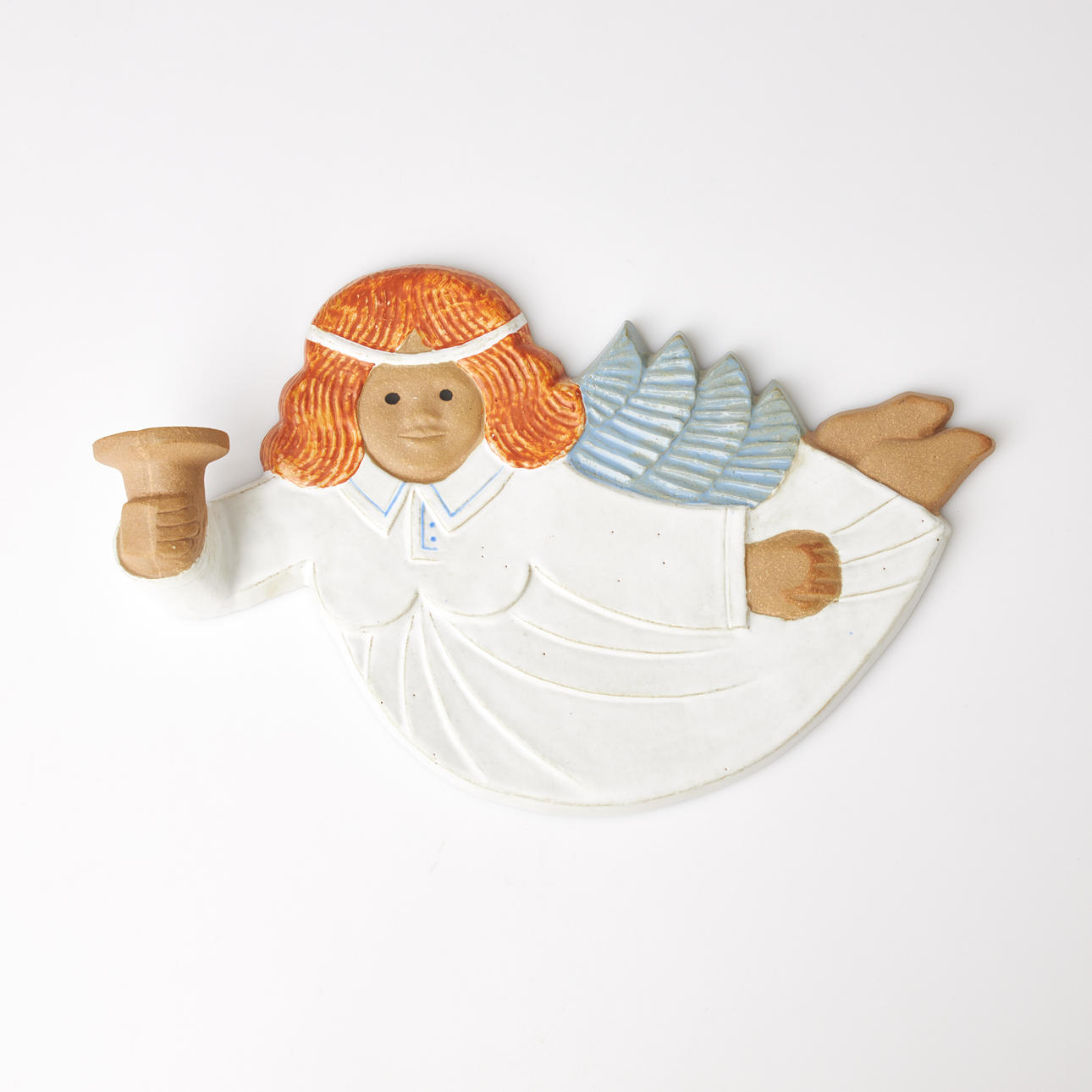 MARGARETA HENNIX. Wall candlestick, angel, glazed stoneware ...