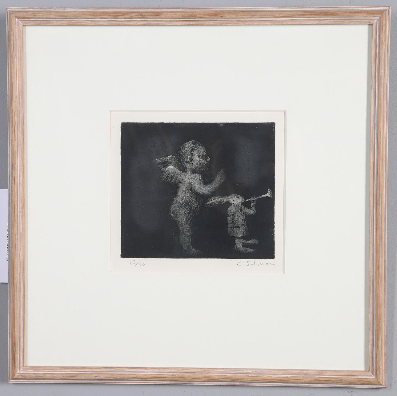 CHRIS SALMON (20TH CENTURY). CHERUB AND RABBIT. Art - Engravings ...