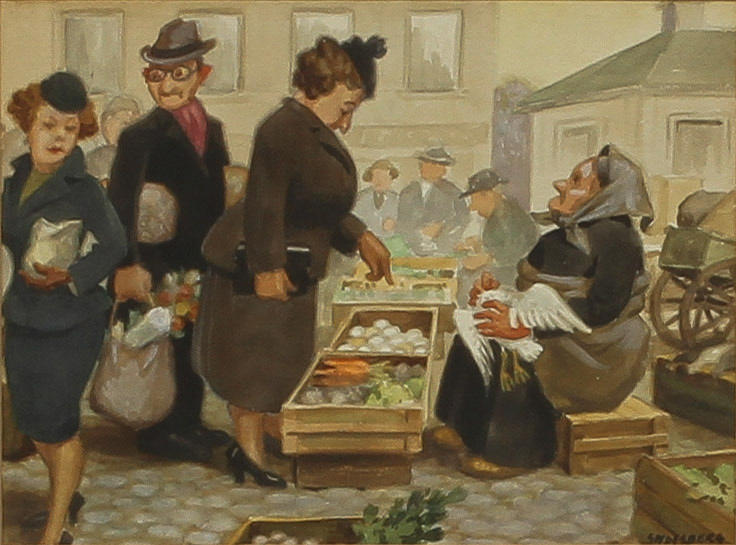 HARALD SKOGSBERG. Figurscen, akvarell, signerad.