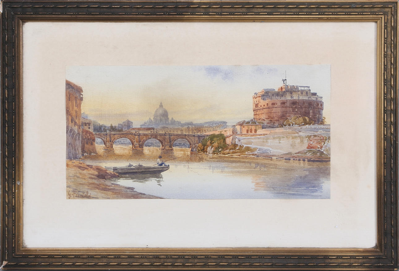 AKVARELL, otydligt signerad, 1800/1900-tal.