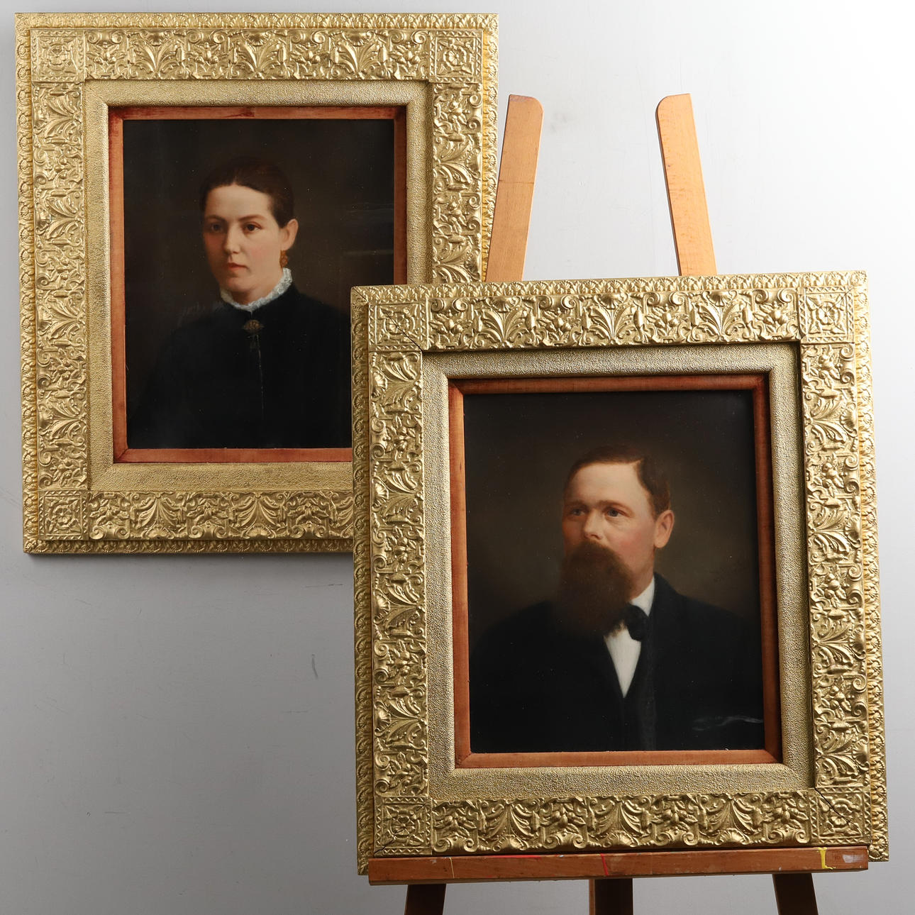 Frame with hand-colored photographs, 2 pcs.