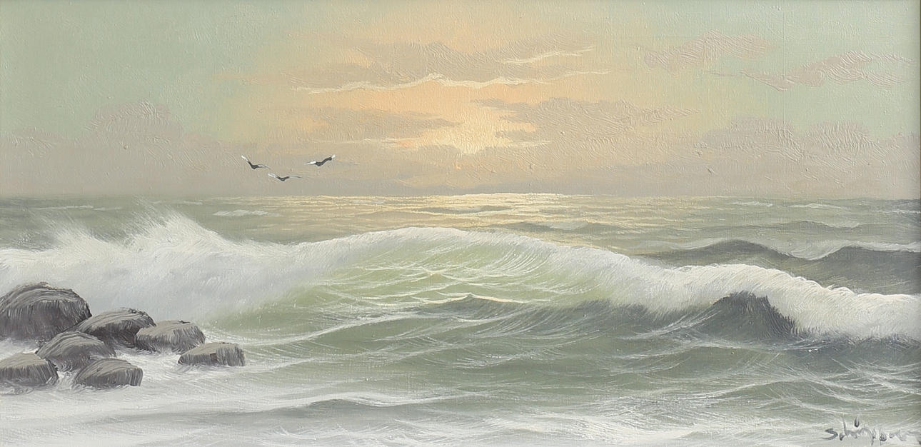 OIDENTIFIERAD KONSTNÄR. Havsmotiv. Olja på duk, signerad.