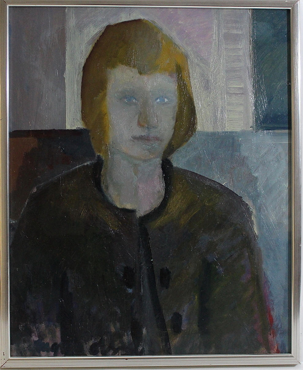 INGVAR OLSON. olja på panå, Grabben med arbetsvästen, signerad.