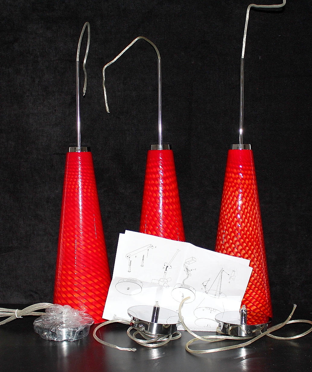 TAKLAMPOR, 3 st, glas metall, Herstal Danmark.