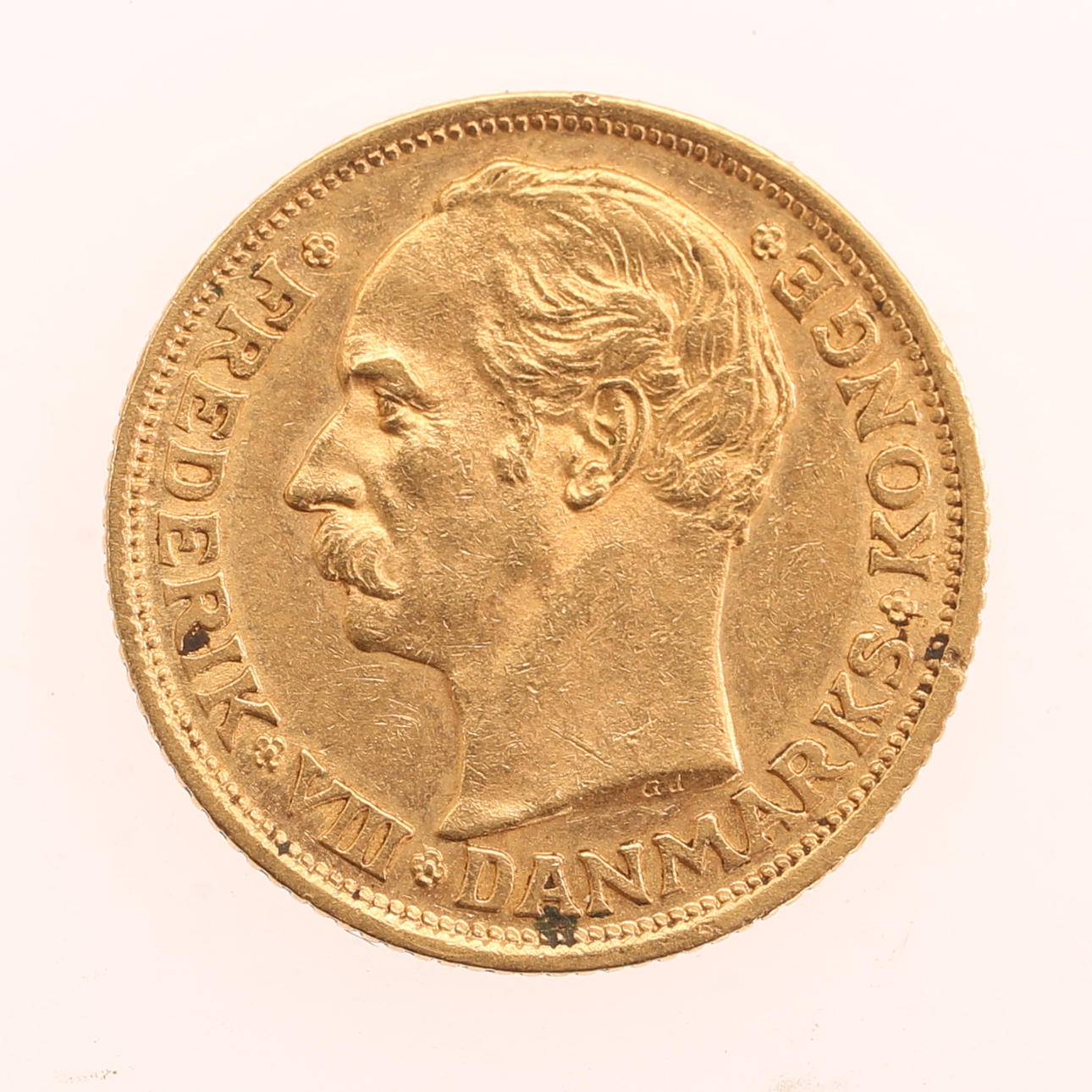 GULDMØNT, 10 kr., Frederik VIII 1909, Danmark.