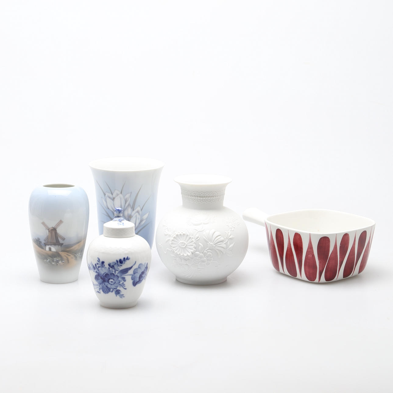 PARTI PORSLIN, 5 delar, bl, a Royal Copenhagen, Danmark.