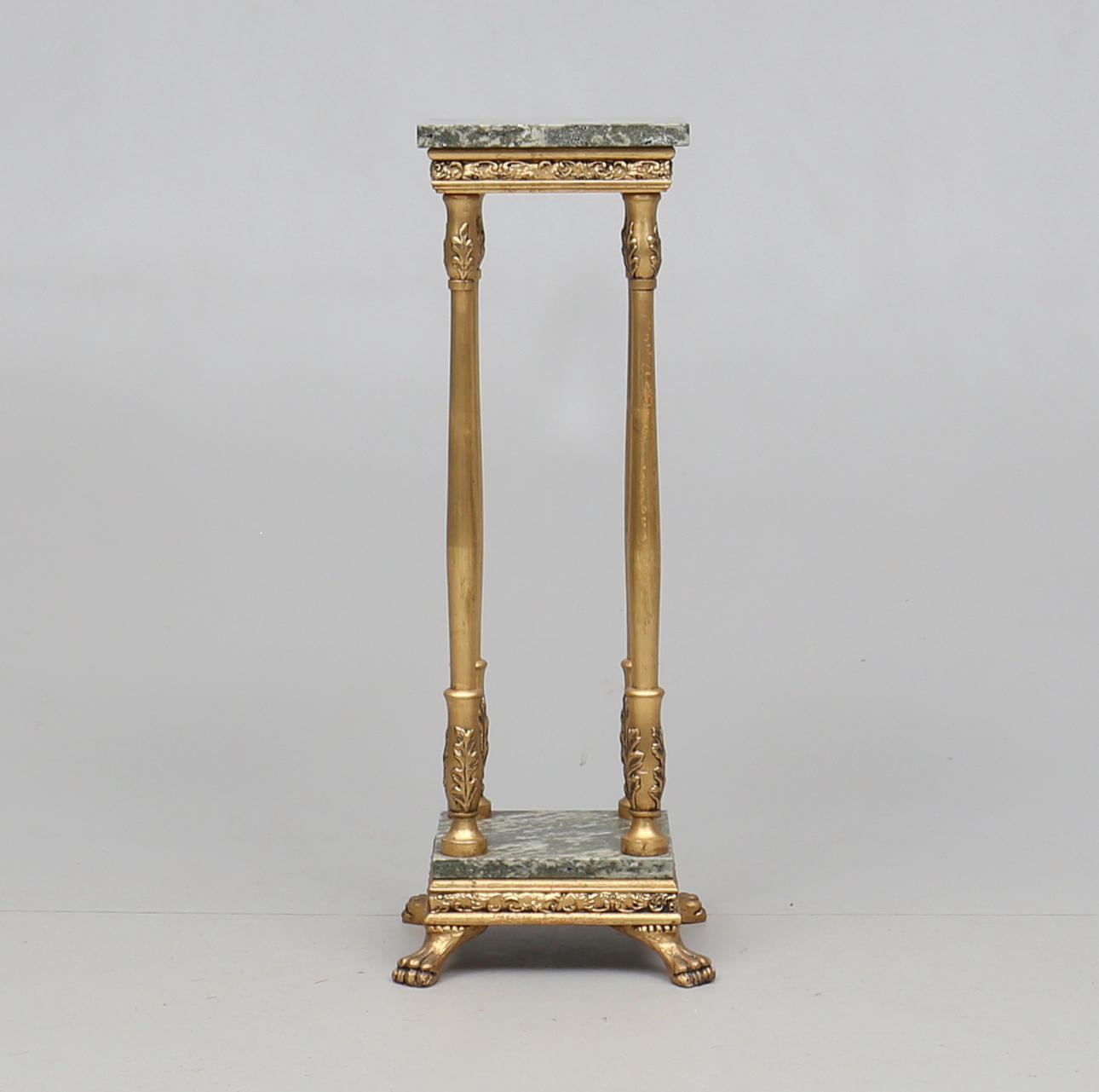 PIEDSTAL, förgyllt trä samt stenskivor, empirestil, 1900-tal.