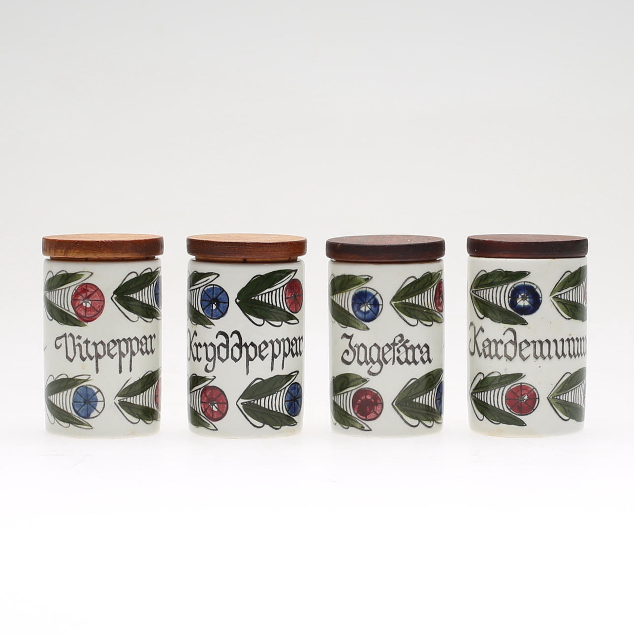KRYDDBURKAR, 4 st, porslin, "Dalom", Rörstrand, 1900-talets mitt.