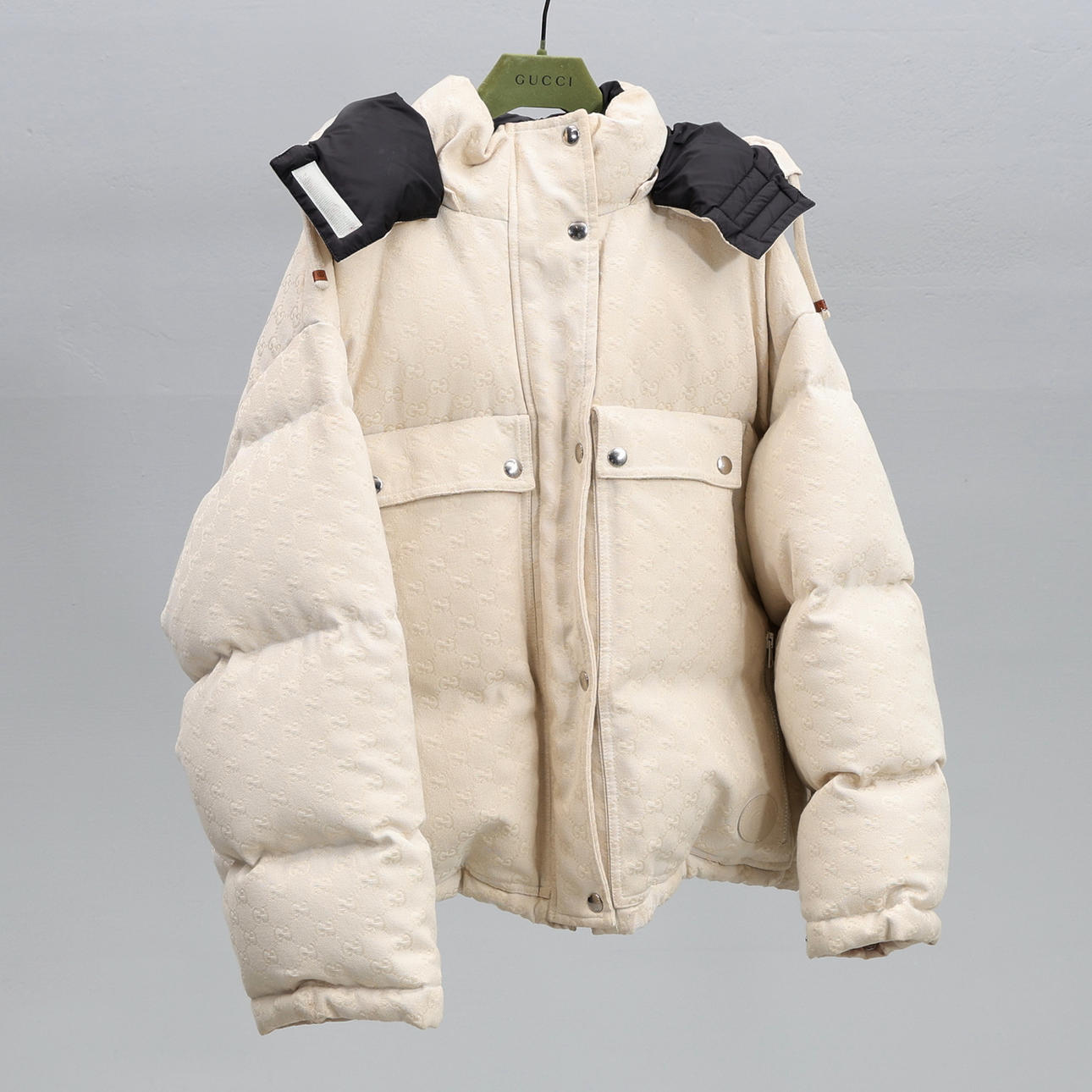 GUCCI. Jacket, GG cotton canvas puffer jacket, size 40.