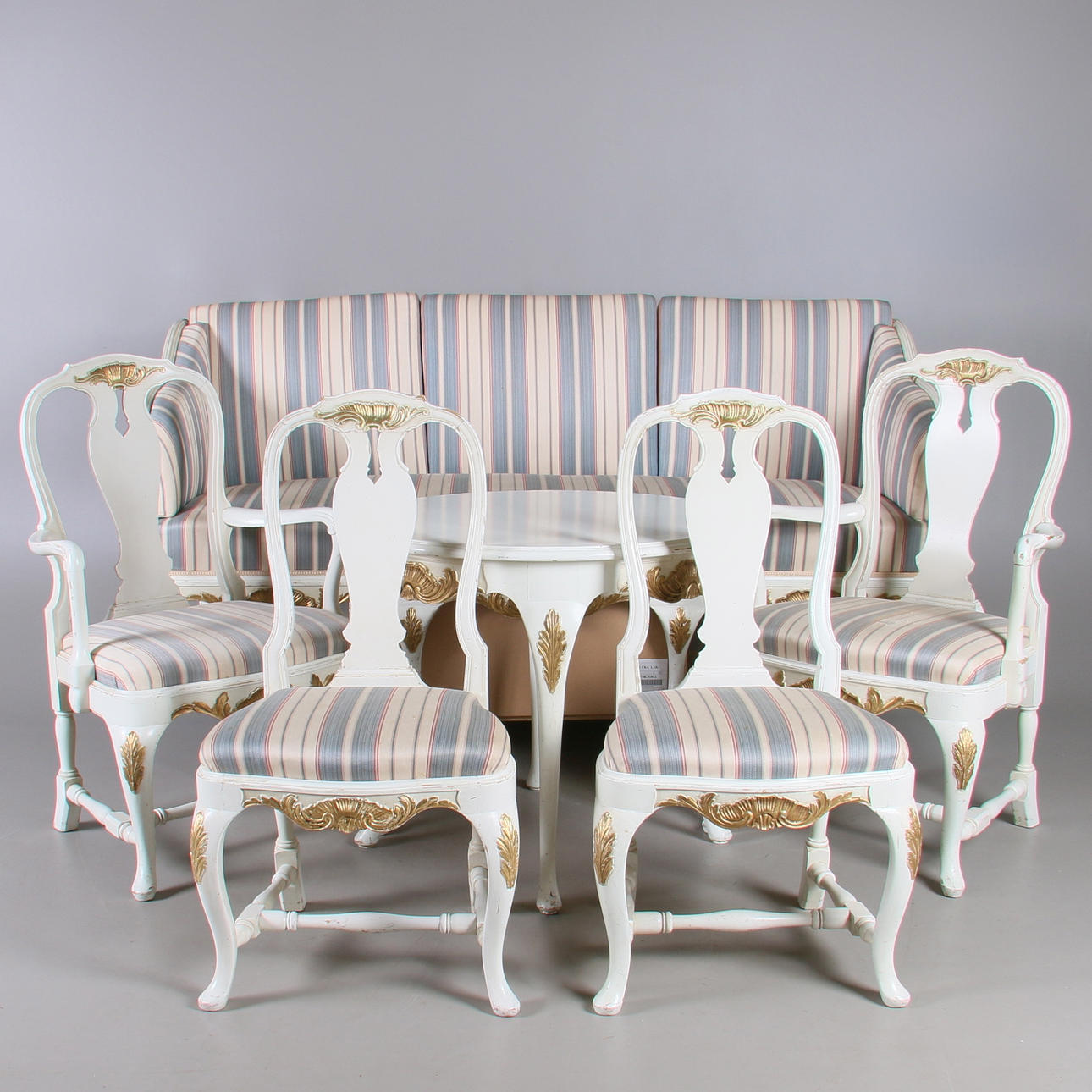 SALONGSMÖBEL, 6 delar, rokokostil, 1900-tal.