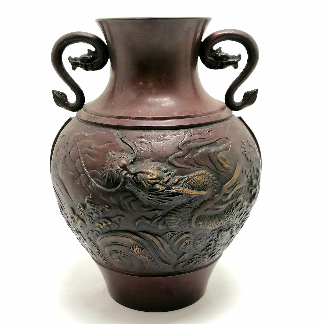 JAPANESE MEIJI BRONZE VASE.