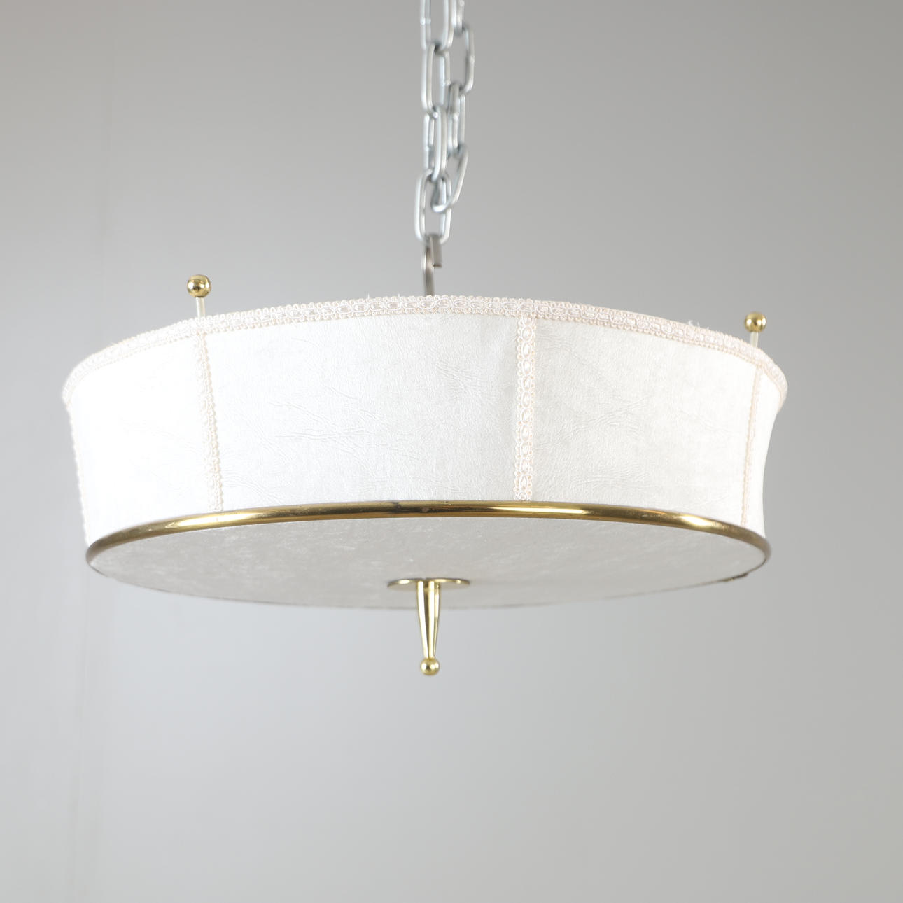 PLAFOND/CEILING LAMP, fabric/brass, Swedish Modern.